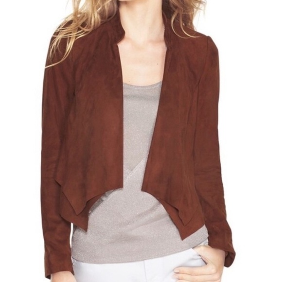 WHBM Brown Lightweight Suede Open Cascade Lapel Jacket Size Large NWOT - Picture 1 of 14